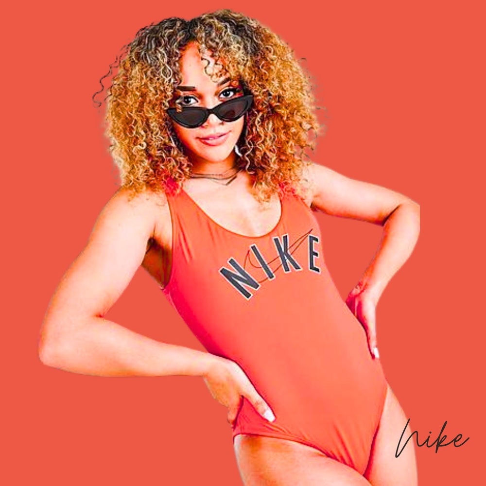 NWT Nike “Just Do It” U-Back One-Piece Swimsuit – Red-Orange, Size M